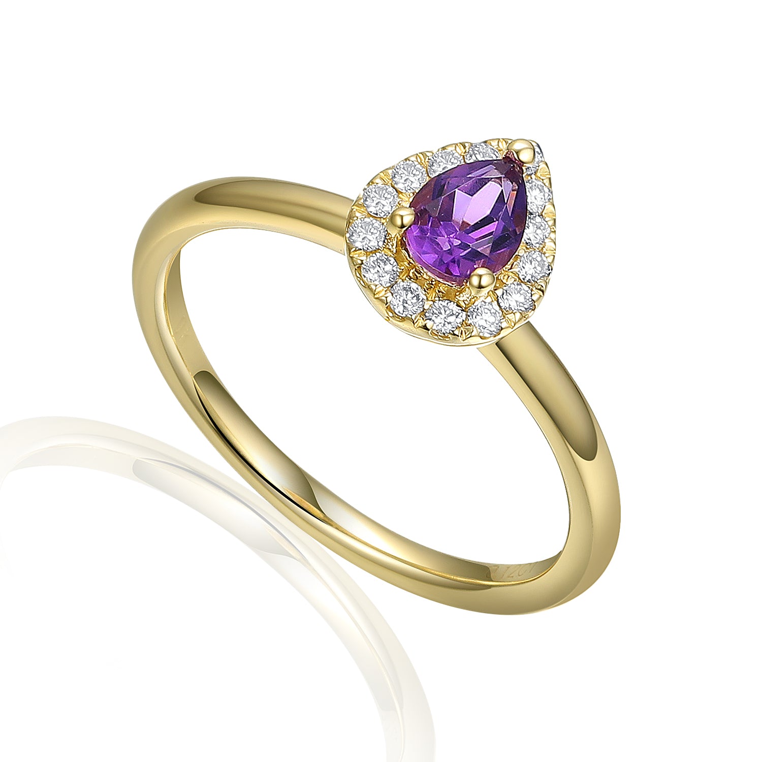 February Birthstone Pear Shape Amethyst Cluster Ring