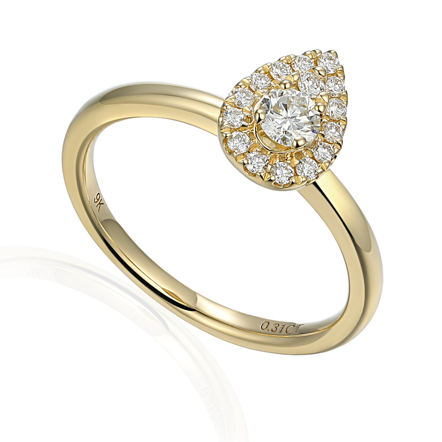 April Birthstone Pear Shape Diamond Cluster Gold Ring