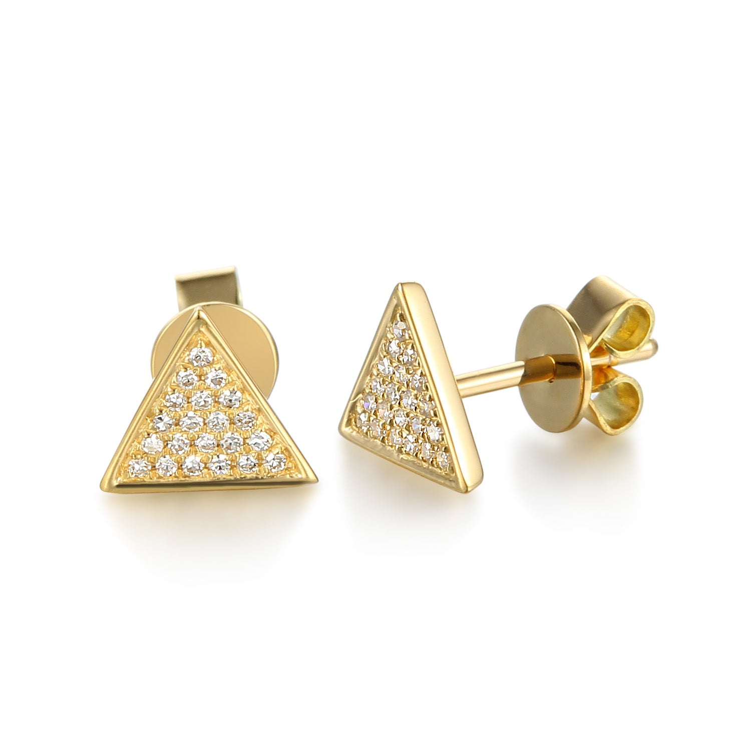 Pave Triangle Diamond Stud Earrings