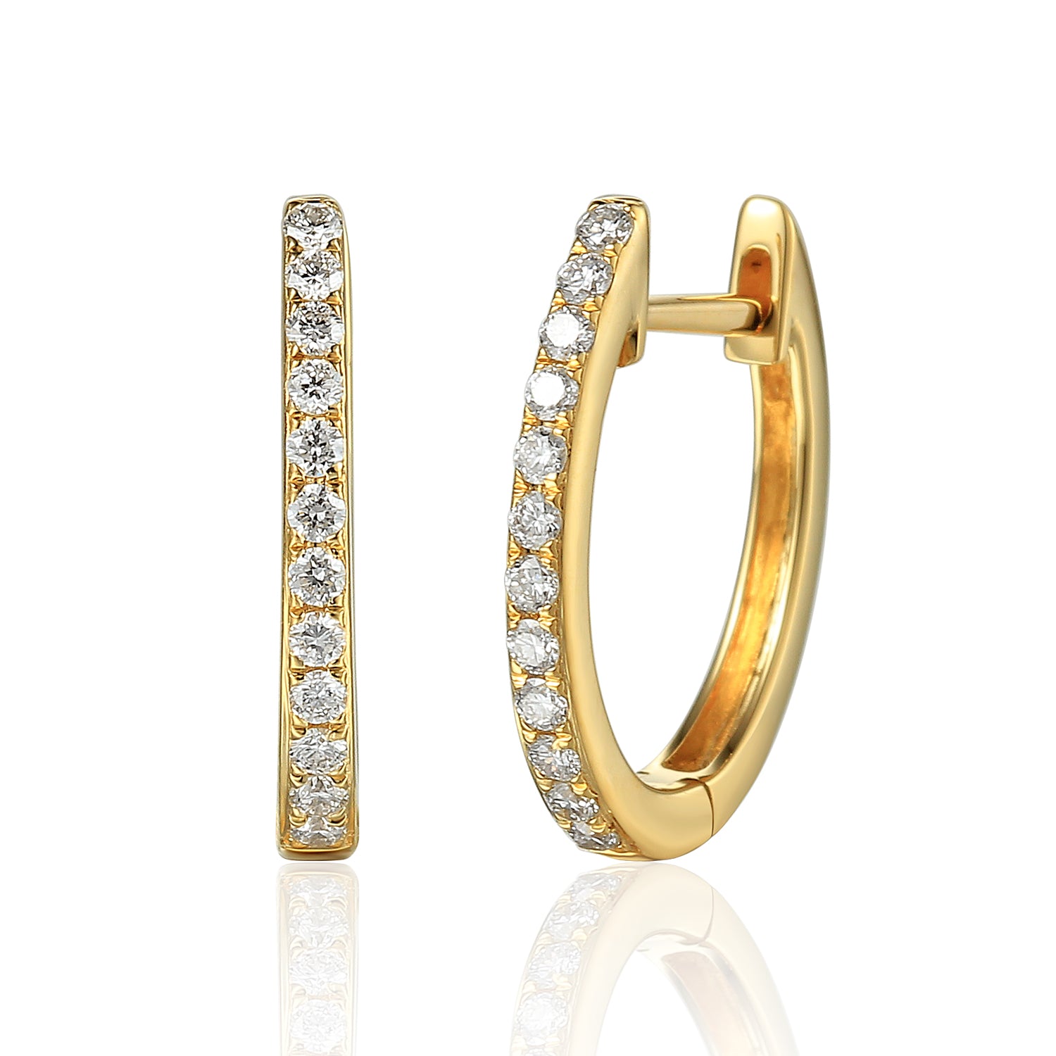 Gold Diamond Oval Hoop