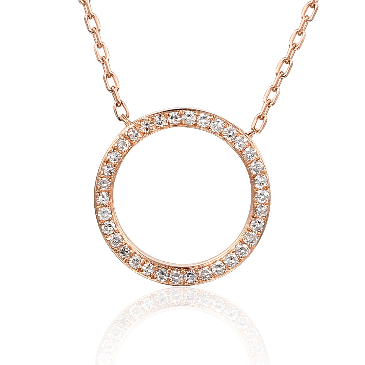 Open Circle Diamond Geometric Necklace