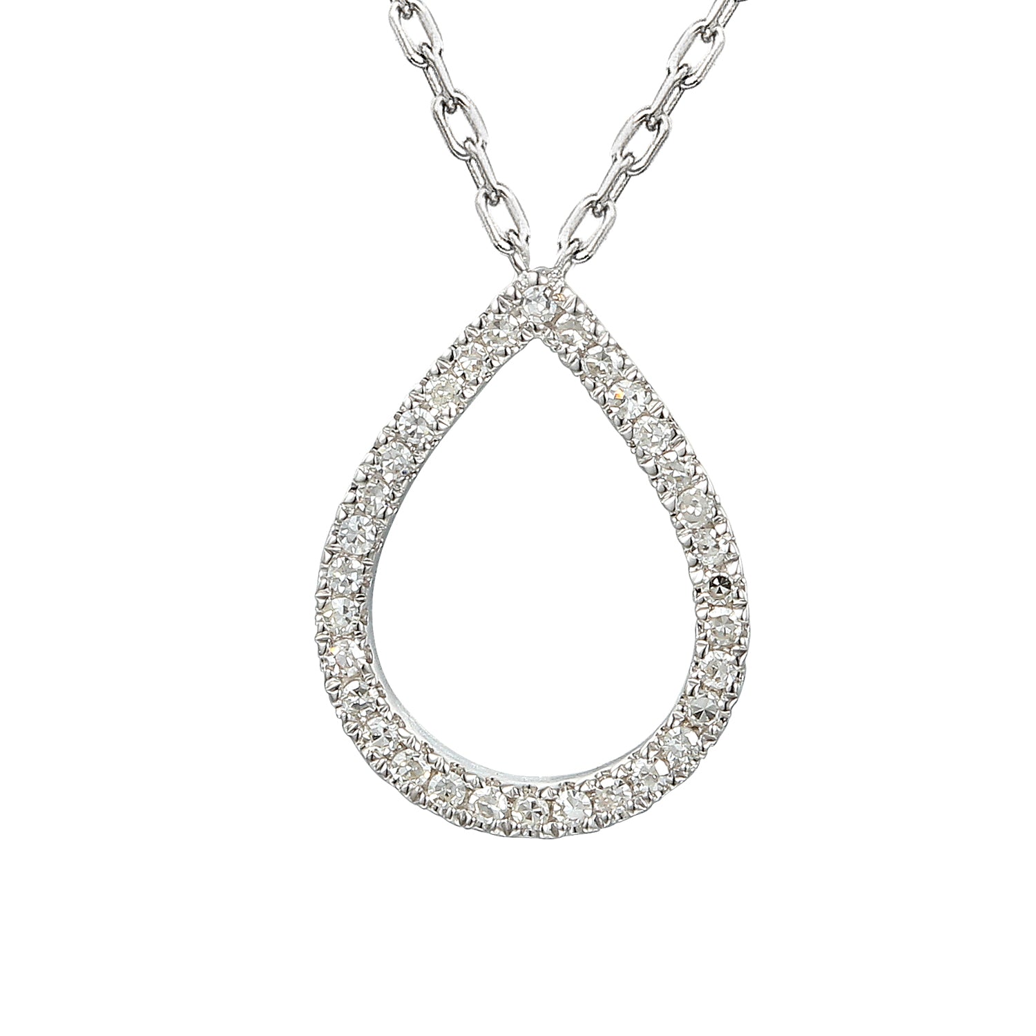 Diamond Set Pear Shape Geometric Necklace