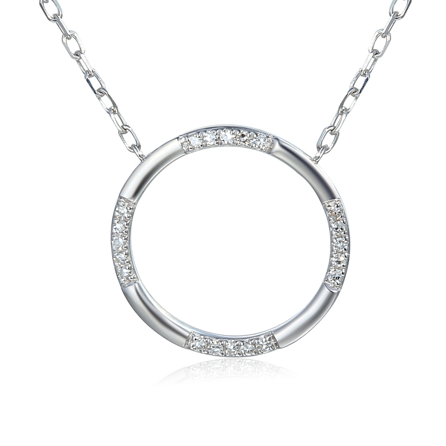 Scattered Diamond Open Circle Geometric Necklace