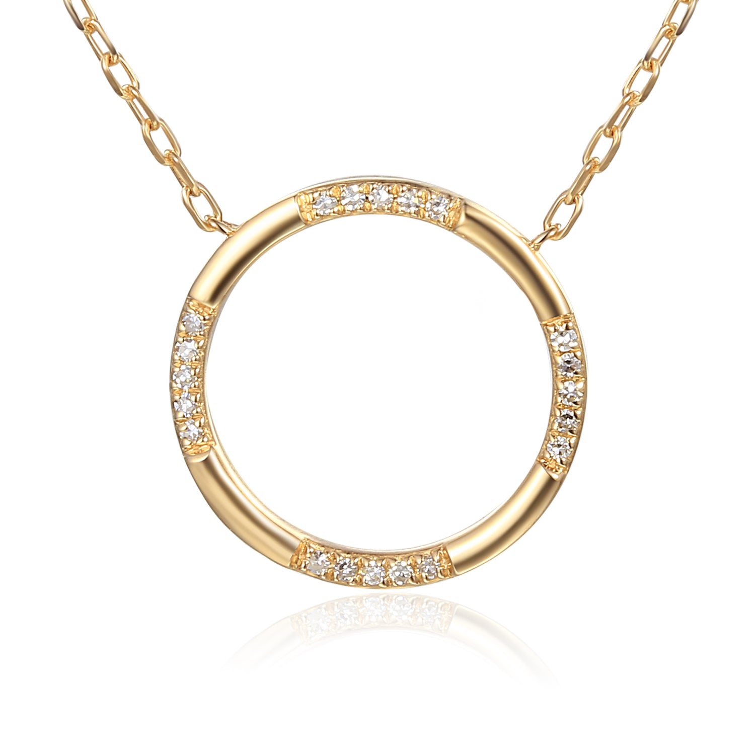 Scattered Diamond Open Circle Geometric Necklace