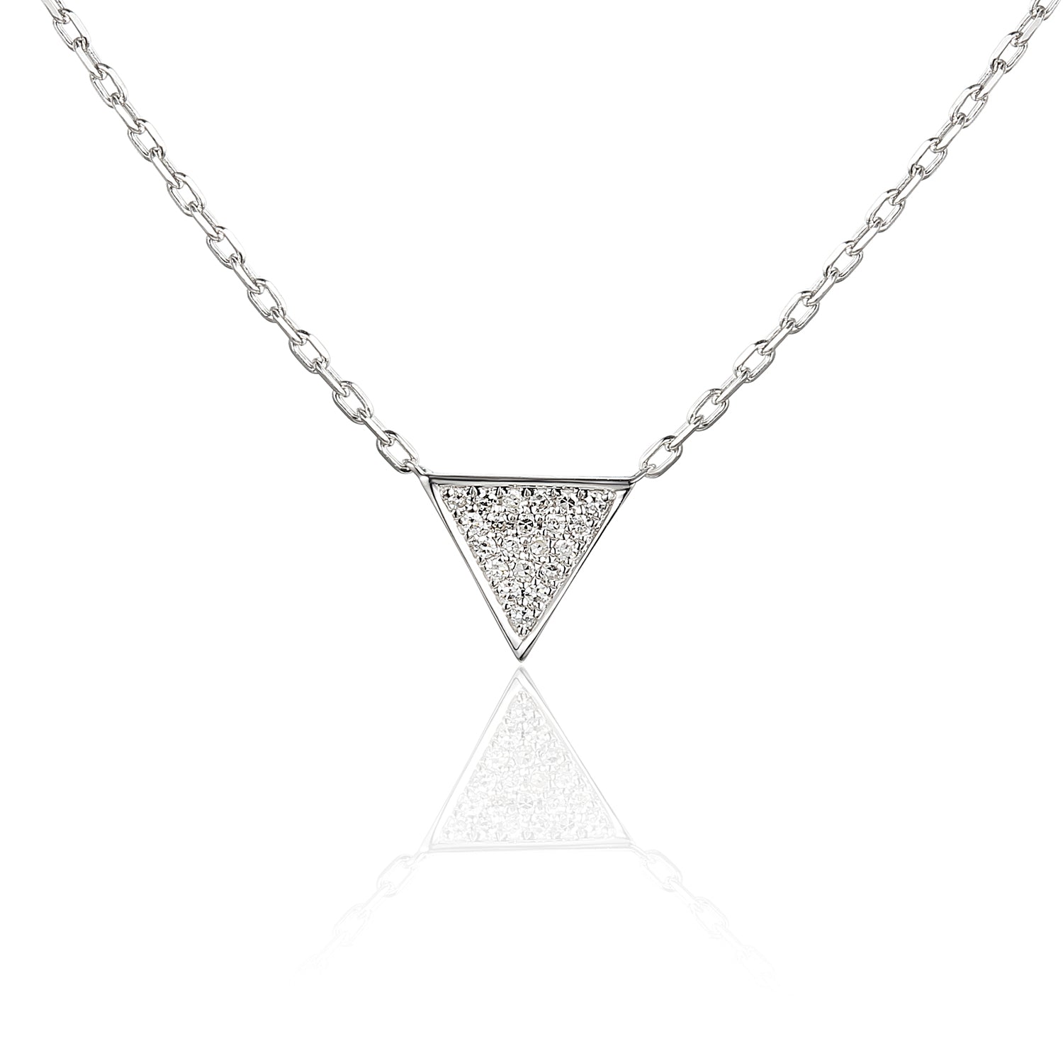 Gold Pave Diamond Set Triangle Shape Necklace