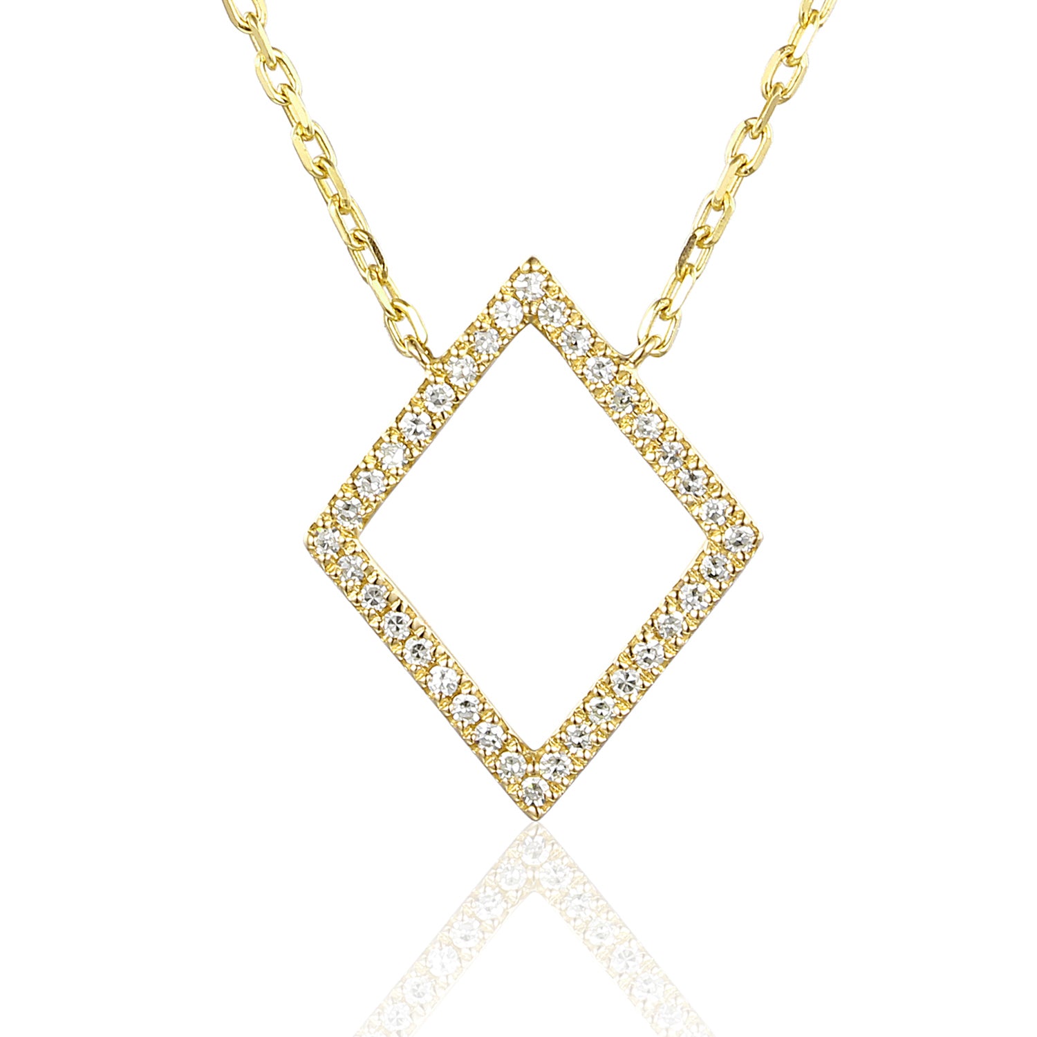 Gold Diamond Set Diamond Shape Geometric Necklace