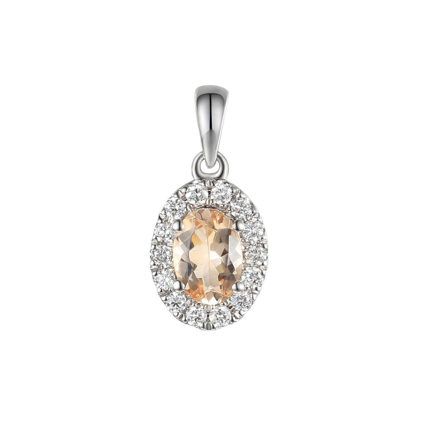 Oval Gemstone and Diamond Cluster Pendant