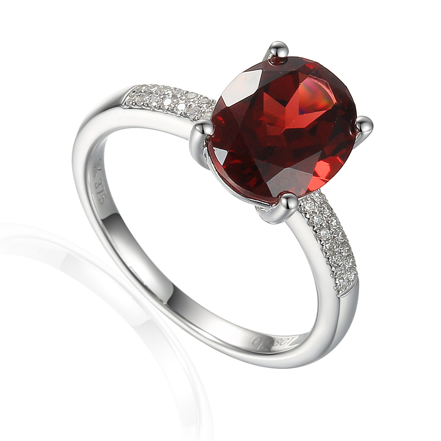 Oval Gemstone Ring with Pave Diamond Shoulders