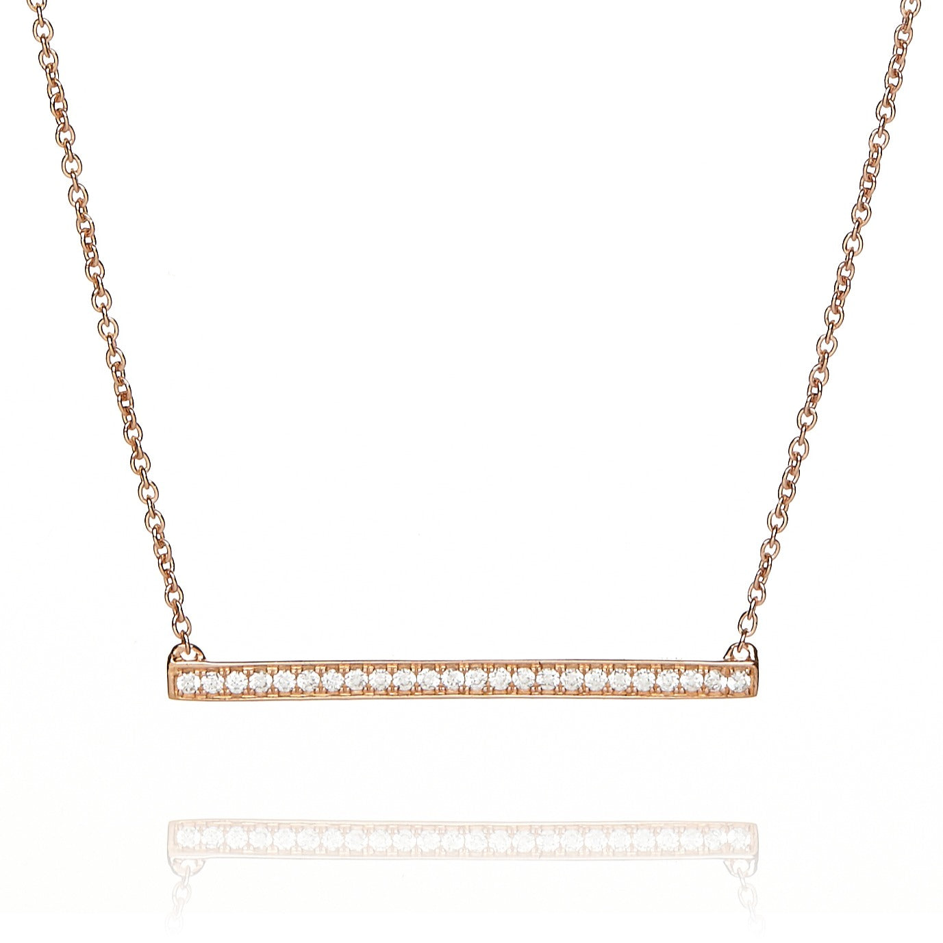 Gold Linear Pave Diamond Bar Necklace