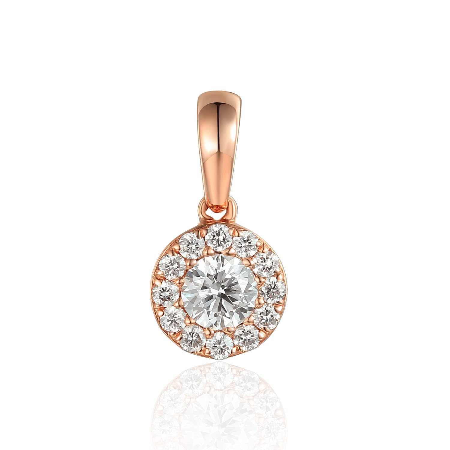 April Birthstone Diamond Round Cluster Gold Pendant