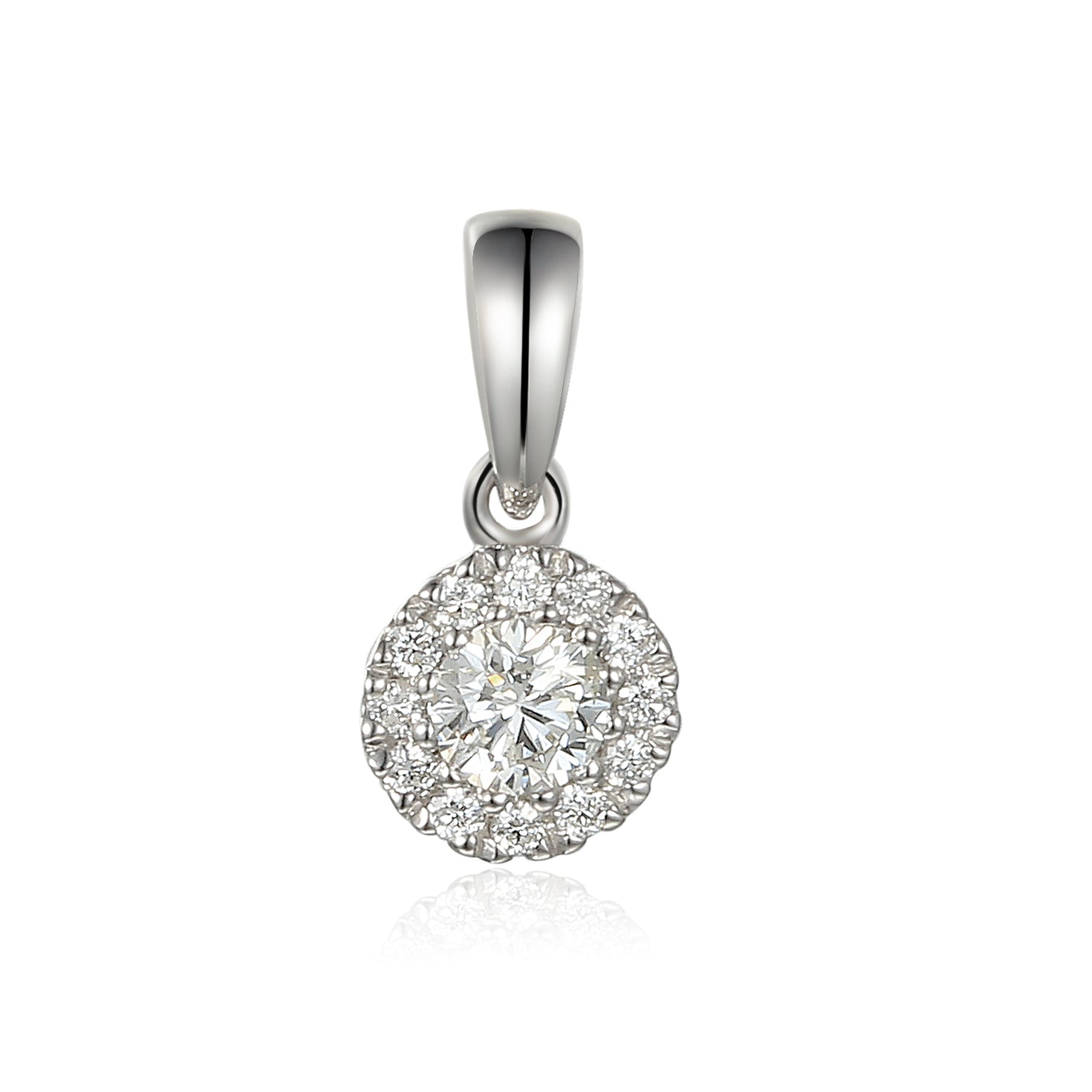 April Birthstone Diamond Round Cluster Gold Pendant