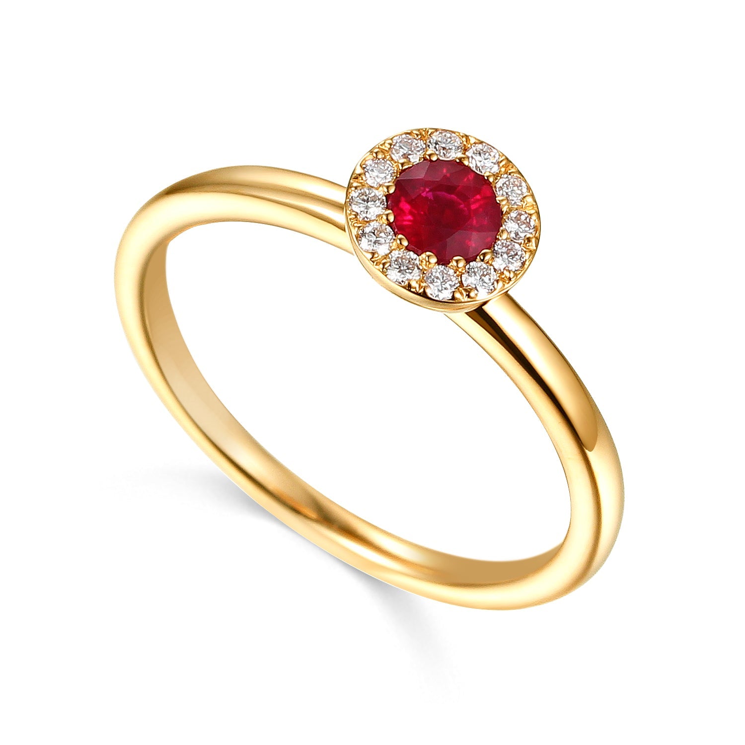 July Birthstone Round Ruby Cluster Gold Ring