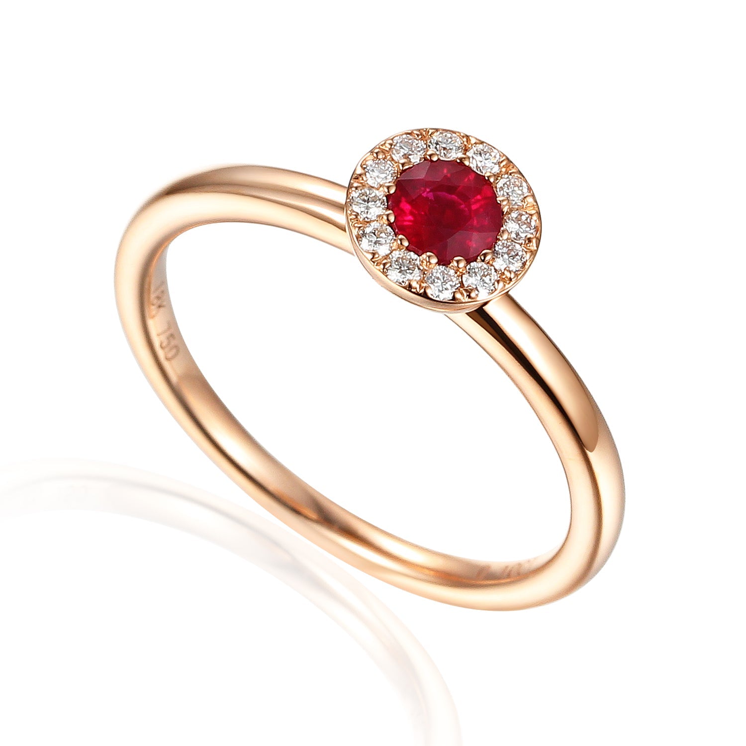 July Birthstone Round Ruby Cluster Gold Ring