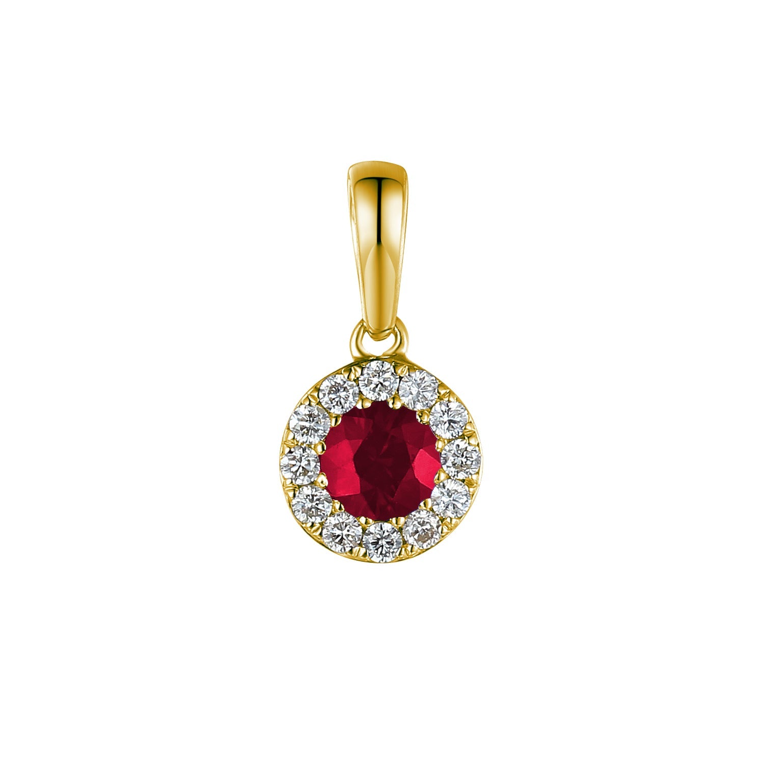 July Birthstone Round Ruby and Diamond Cluster Pendant
