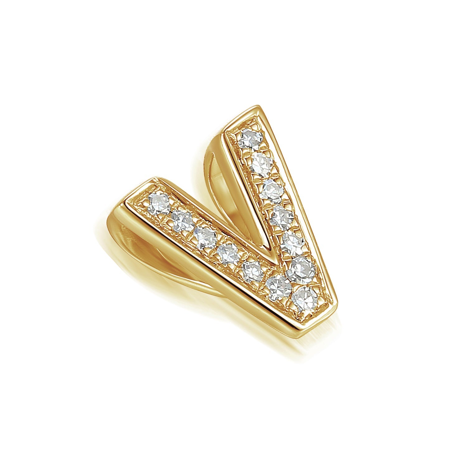Pave Diamond Initial V Pendant