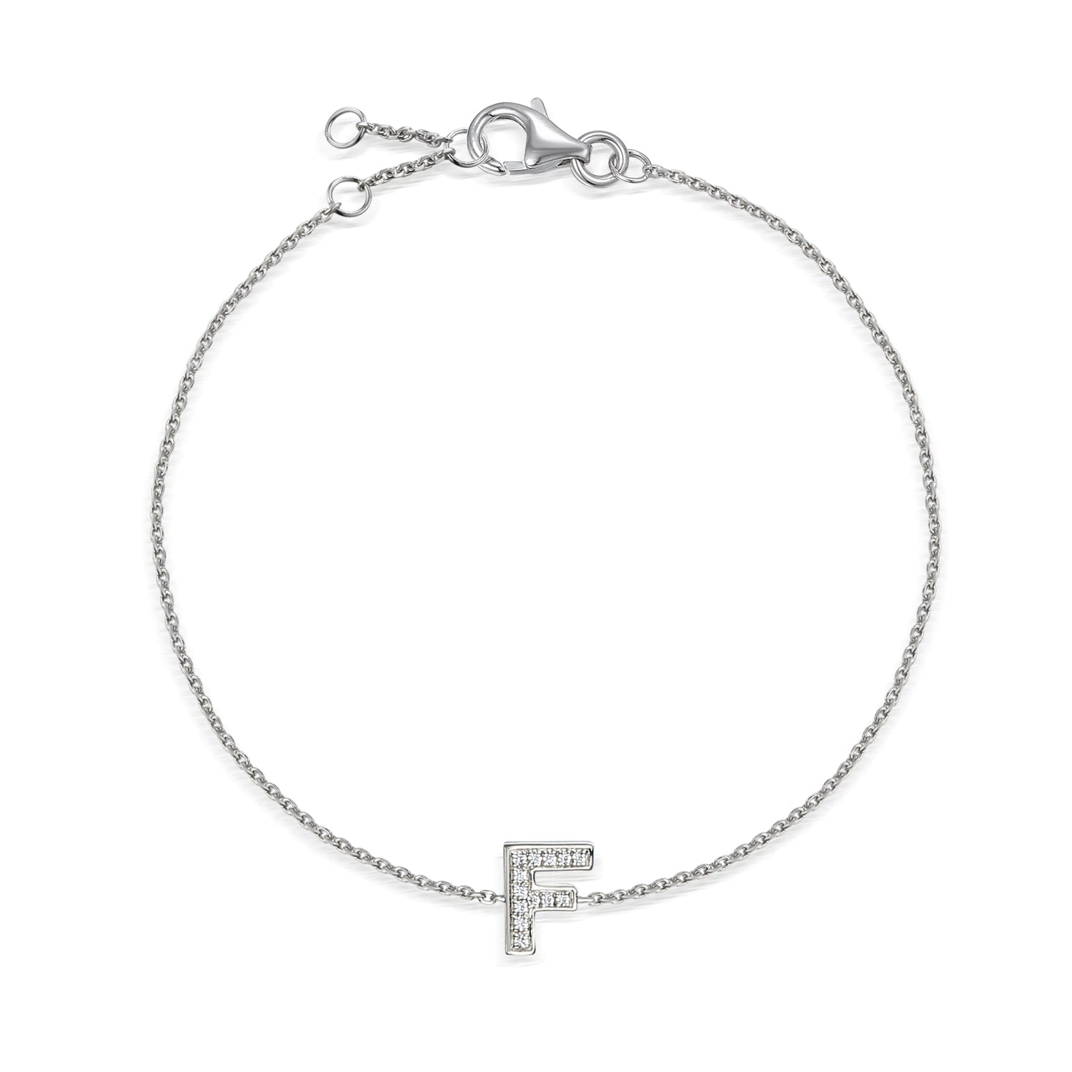 Diamond Initial F Gold Bracelet