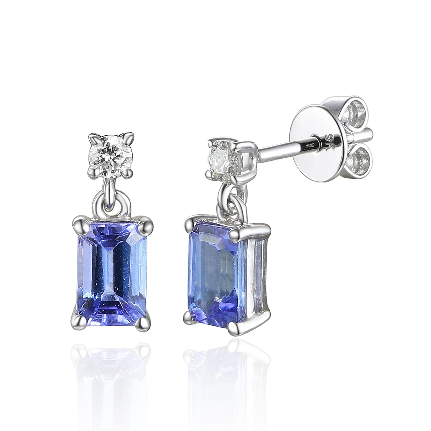 Octagon and Diamond Drop Earrings