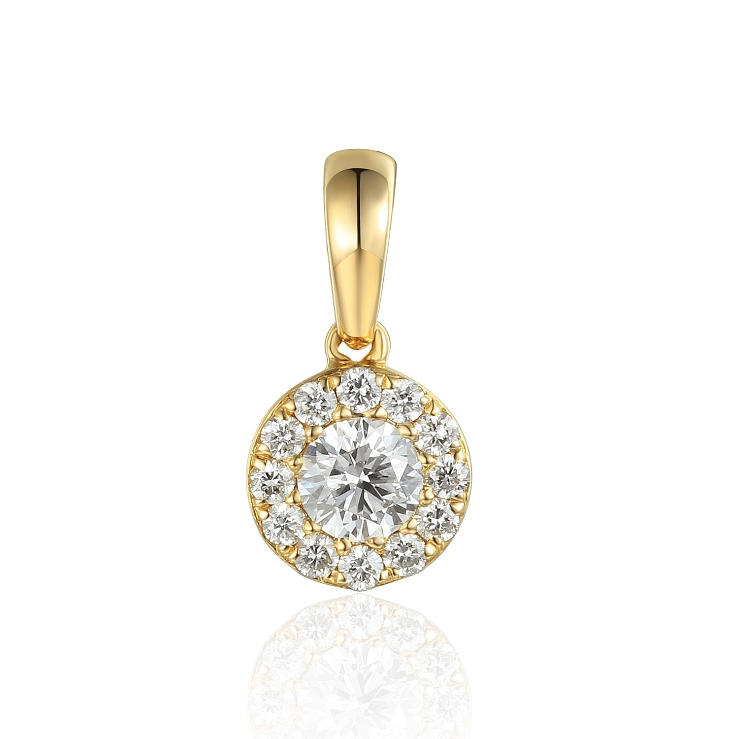 April Birthstone Diamond Round Cluster Gold Pendant
