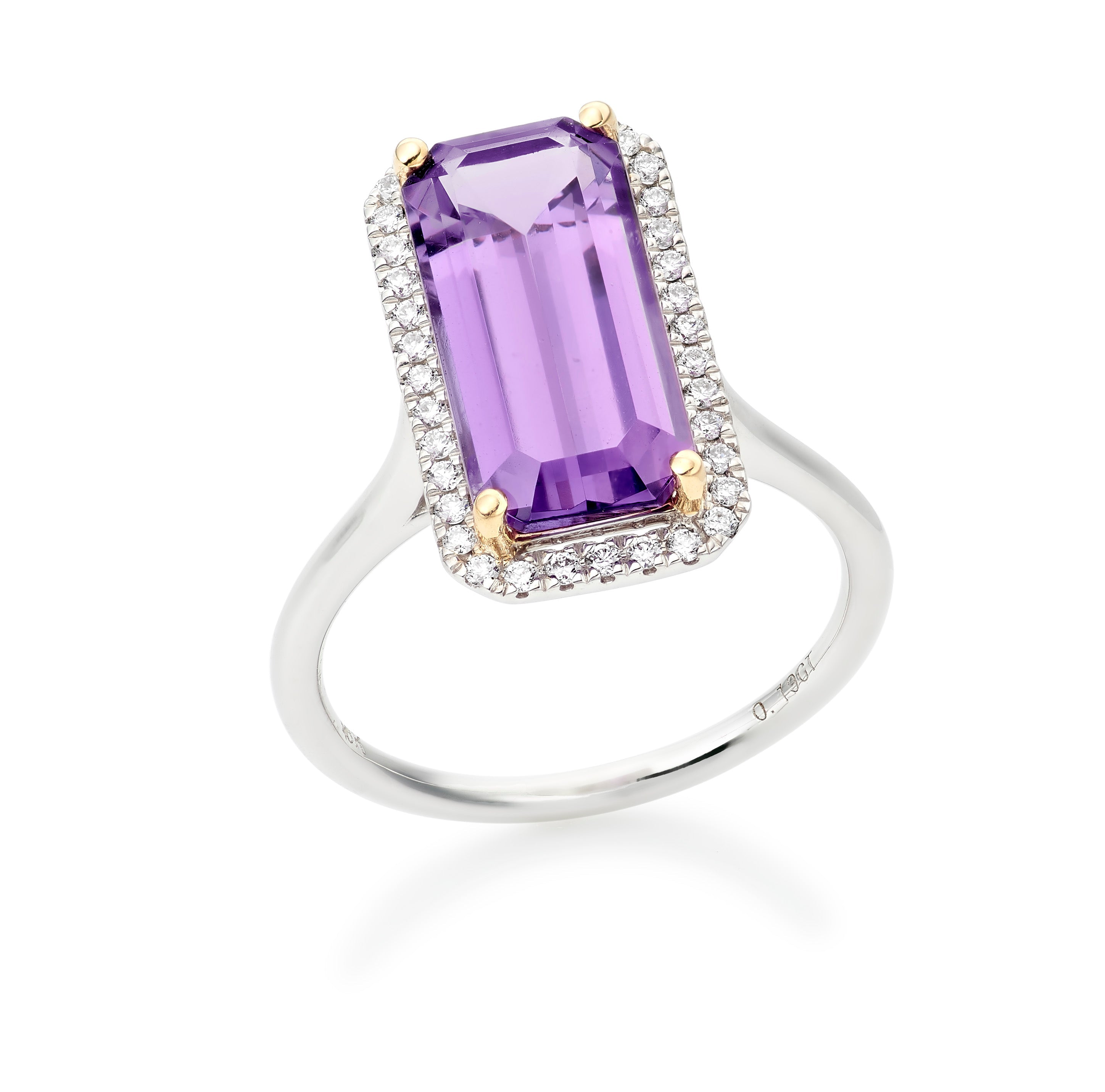 Long Octagon Gemstone & Diamond Ring