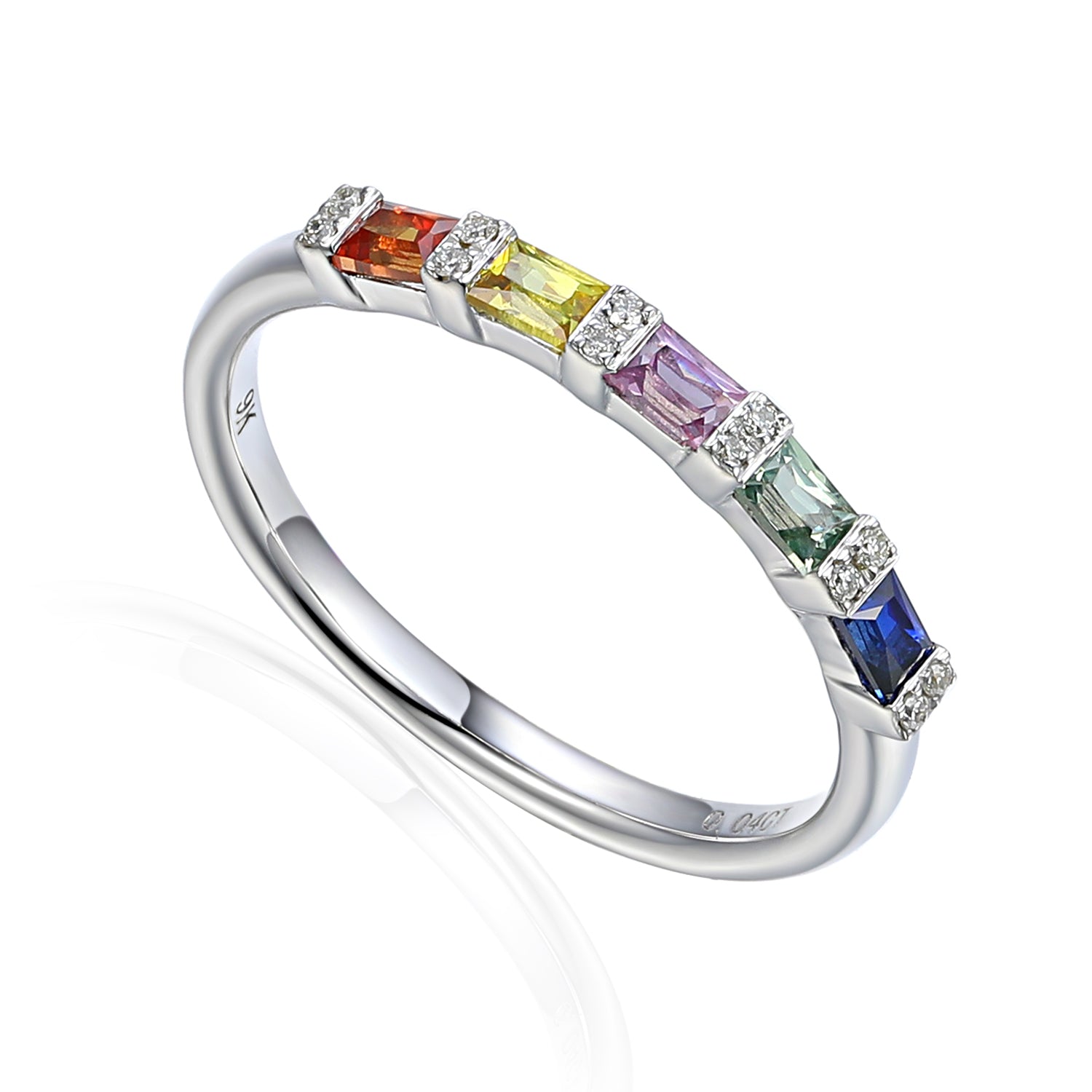 Multi Sapphire & Diamond Baguette Eternity Ring