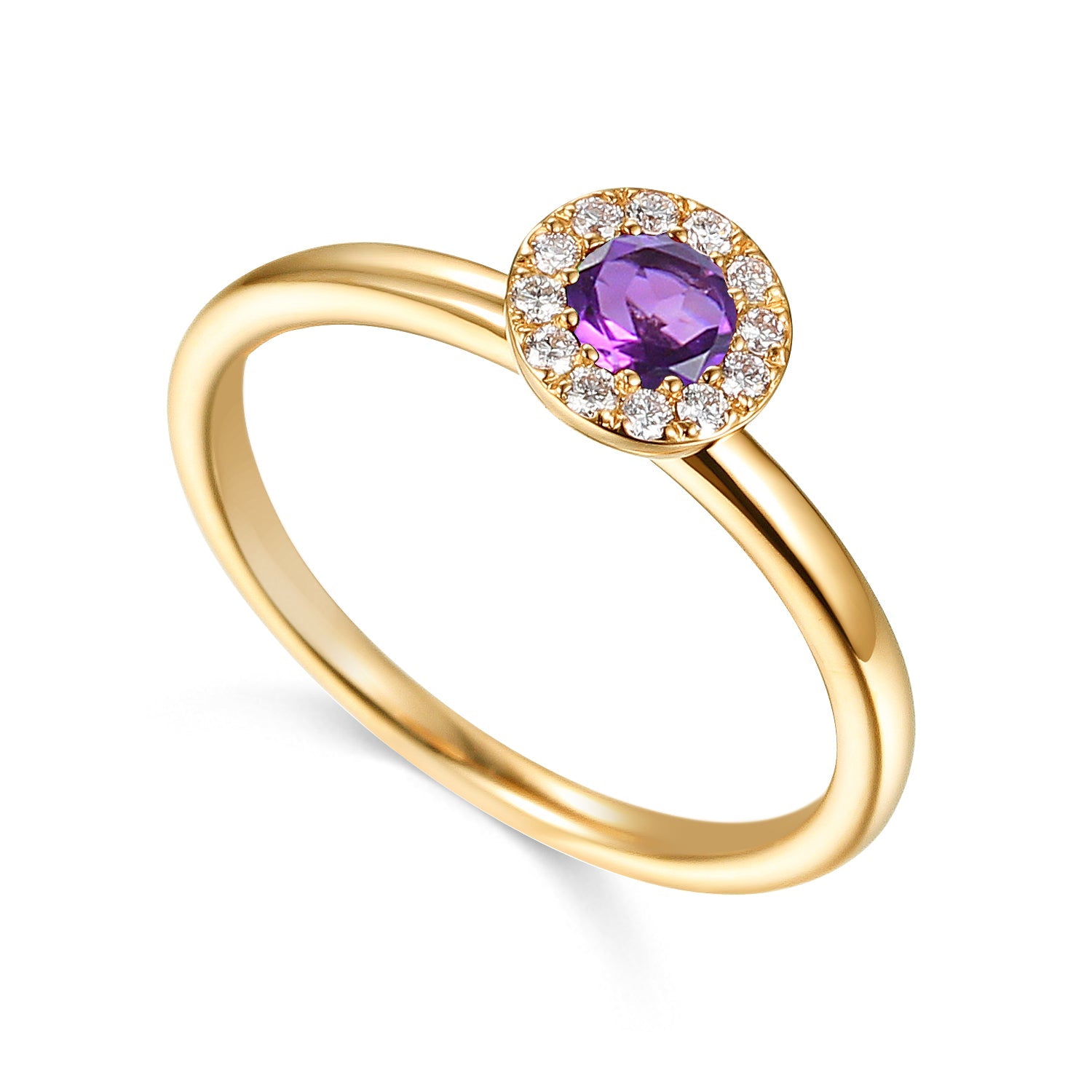 February Birthstone Round Amethyst Cluster Ring