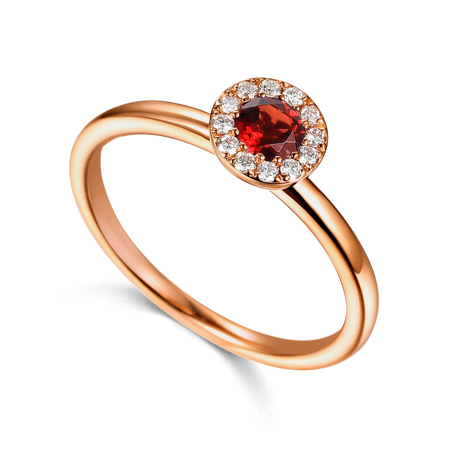 January Birthstone Round Garnet and Diamond Round Cluster Ring