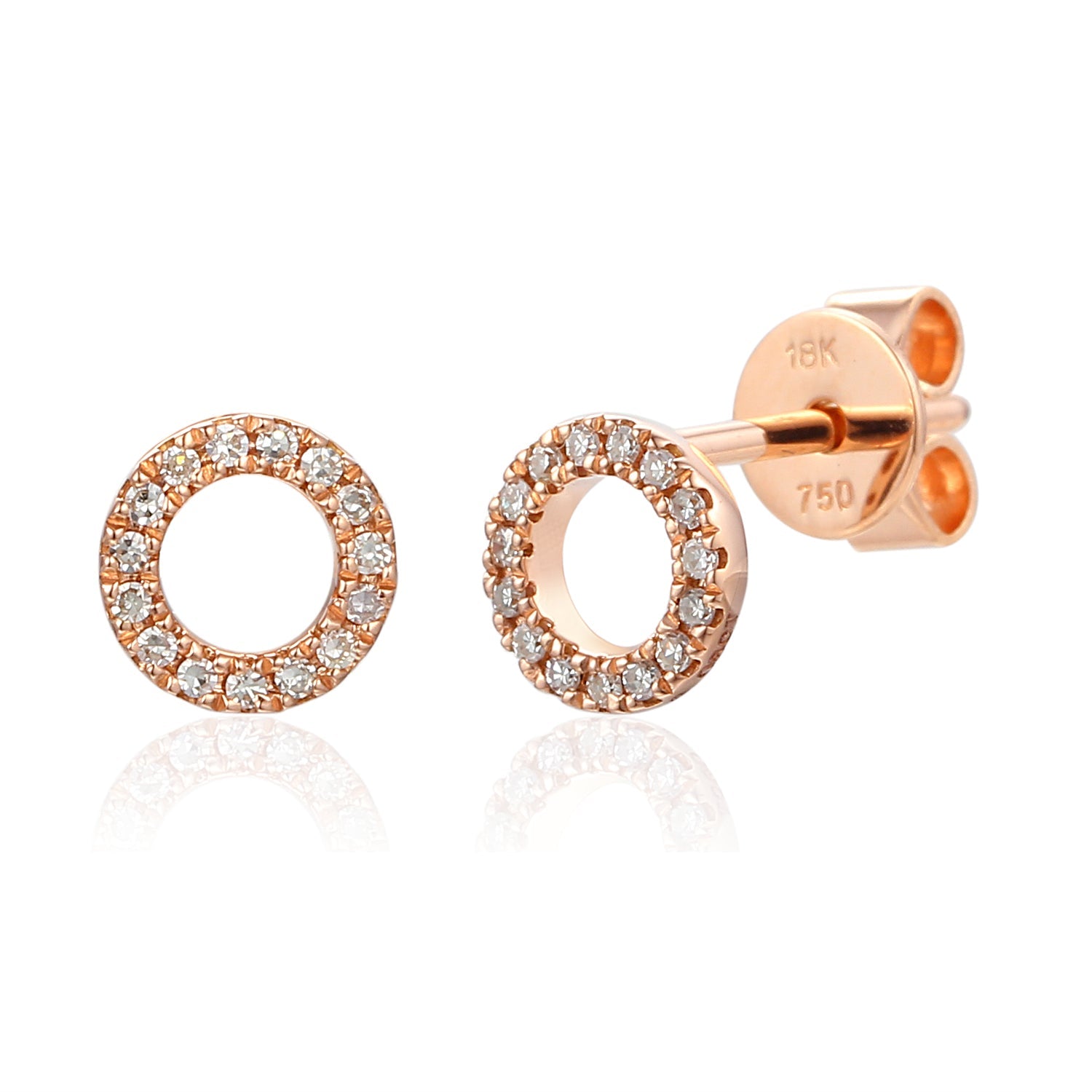 Open Circle Pave Diamond Geometric Stud Earrings