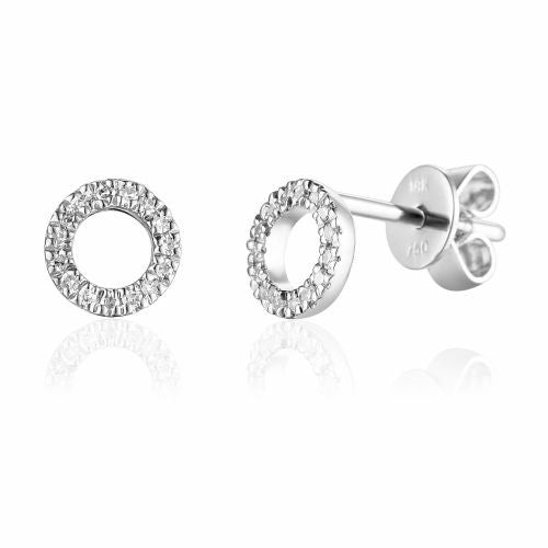 Open Circle Pave Diamond Geometric Stud Earrings