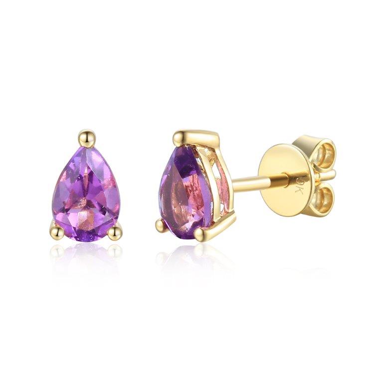 Pear Shape Gemstone Gold Stud Earrings